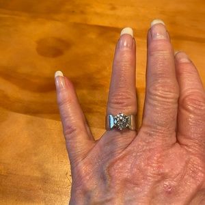 SOLD  Vintage Sterling Solitaire CZ Diamond Cut Stone Ring